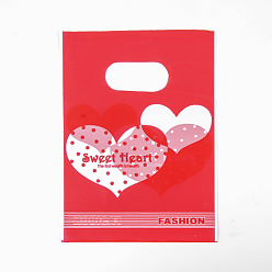 Red Printed Plastic Bags, Rectangle, Red, 35x25cm, Unilateral Thickness: 0.035mm