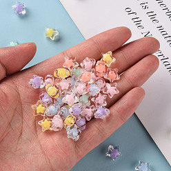 Mixed Color Transparent Acrylic Beads, Bead in Bead, Faceted, Star, Mixed Color, 10.5x11x7mm, Hole: 2mm, about 1280pcs/500g