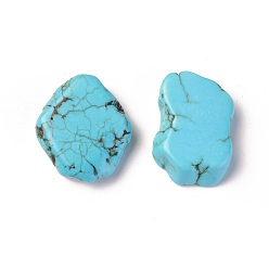 Pale Turquoise Natural Magnesite Beads, Flat Slab Beads, No Hole/Undrilled, Dyed, Nuggets, Pale Turquoise, 23~26x18~21x4.5~6mm