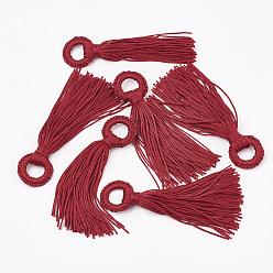 Красный Полиэстер кисточка большие подвесные украшения, красные, 98~110x24~26x10~15 мм, отверстие : 14 мм