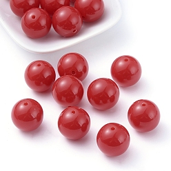 Red Fluorescence Chunky Acrylic Beads, Round, Red, 20mm, Hole: 2~3mm, about 105pcs/500g