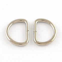 Platinum Iron D Rings, Buckle Clasps, For Webbing, Strapping Bags, Garment Accessories, Platinum, 17.5x13x2mm