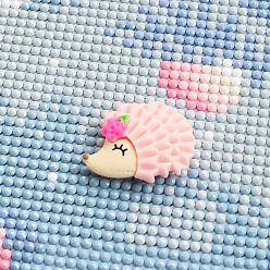 Pink Hedgehog Plastic Diamond Painting Magnet Cover Holder, for DIY Diamond Painting Colored Art, Platinum, Pink, 24x30x10mm