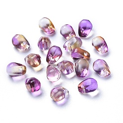 Medium Orchid Transparent Glass Charms, Dyed & Heated, Faceted, Teardrop, Medium Orchid, 6x5.5x6.5mm, Hole: 0.8mm