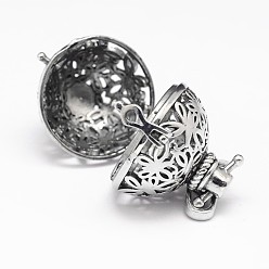 Antique Silver Rack Plating Brass Hollow Round with Butterfly Cage Pendants, For Chime Ball Pendant Necklaces Making, Antique Silver, 30x26x23mm, Hole: 9x3.5mm, inner: 19.5mm