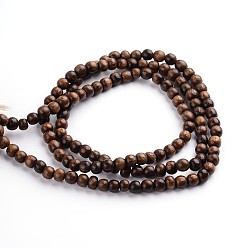 Coconut Brown Undyed & Natural Wenge Wood Beads, Round, Coconut Brown, 6x5mm, Hole: 2mm