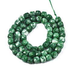 Vert Foncé Perles naturelles de quartz brins, teint, facette, cube, vert foncé, 5.5x6x6mm, Trou: 1mm, Environ 61~62 pcs/chapelet, 12.99 pouces~13.19 pouces (33cm~33.5cm)