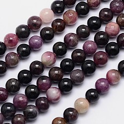 Tourmaline Tourmaline naturelle rangées de perles rondes, 8mm, Trou: 1mm, Environ 48 pcs/chapelet, 15.5 pouce