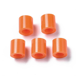 Orange PE Fuse Beads, DIY Melty Beads, Tube, Orange, 5x5mm, Hole: 3mm, about 8000pcs/500g