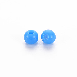 Bleu Ciel Foncé Perles acryliques opaques, ronde, bleu profond du ciel, 6x5mm, Trou: 1.8mm, environ4400 pcs / 500 g