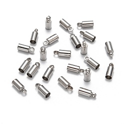 Platinum Brass Cord Ends, Nickel Free, Platinum, 9x3.5mm, Hole: 1.5mm, 3mm inner diameter