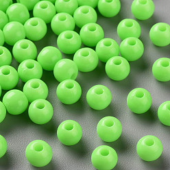 Citron Vert Perles acryliques opaques, ronde, lime, 6x5mm, Trou: 1.8mm, environ4400 pcs / 500 g