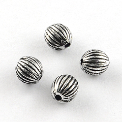 Antique Silver Plated Round Antique Acrylic Corrugated Beads, Antique Silver Plated, 6mm, Hole: 1.5mm, about 4100pcs/500g