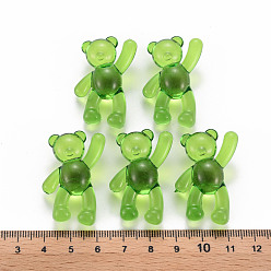 Green Transparent Acrylic Beads, Bear, Green, 37x28x13mm, Hole: 2.5mm, about 133pcs/500g
