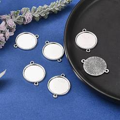 Antique Silver Tibetan Style Alloy Cabochon Connector Settings, Cadmium Free & Lead Free, Plain Edge Bezel Cups, Flat Round, Antique Silver, Tray: 20mm, 29.5x23x2mm, Hole: 2mm, about 454pcs/1000g