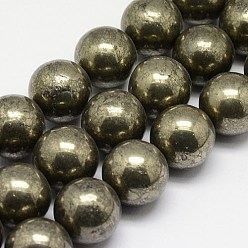 Pyrite Natural Pyrite Beads Strands, Round, 18mm, Hole: 1.5mm, about 22pcs/strand, 15.74 inch