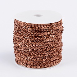 Red Copper Iron Cable Chains, Unwelded, with Spool, Flat Oval, Cadmium Free & Nickel Free & Lead Free, Red Copper, 4x2.7x0.7mm, about 328.08 Feet(100m)/roll