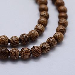 Wood Natural Wenge Wood Beads Strands, Round, 8~8.5mm, Hole: 1.5mm, about 50pcs/strand, 15.5 inch(39.5cm)