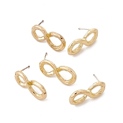 Number Brass Number Stud Earrings with 925 Sterling Silver Pins for Women, Num.8, 22x10mm, Pin: 0.7mm