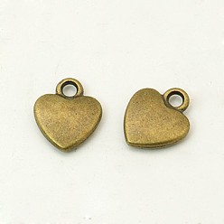 Antique Bronze Tibetan Style Alloy Charms, Cadmium Free & Nickel Free & Lead Free, Antique Bronze, Heart, about 12mm long, 10mm wide, 2.5mm thick hole: 2mm