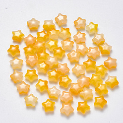 Jaune Imitation de perles de verre de jade, deux tons, étoiles, jaune, 8x8.5x4mm, Trou: 1mm