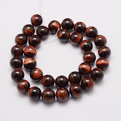 Tiger Eye Natural & Dyed Tiger Eye Bead Strands, Grade A﹢, Round, 6mm, Hole: 1.2mm, about 69pcs/strand, 14.9 inch~15.5 inch