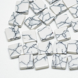 White Synthetic Turquoise Cabochons, Square, White, 9.5~10x9.5~10x2mm