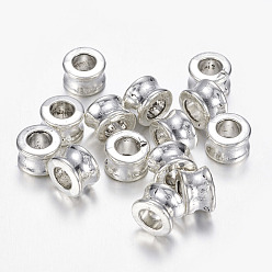 Antique Silver Tibetan Style Alloy European Beads, Large Hole Beads, Barrel, Antique Silver, Lead Free & Cadmium Free, 8x5.5mm, Hole: 4.5mm