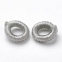 Light Grey Polyester Weave Beads, Ring, Light Grey, 6x2mm, Hole: 3mm, about 200pcs/bag