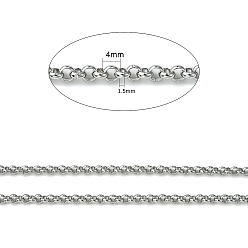Stainless Steel Color 304 Stainless Steel Rolo Chains, Unwelded, Stainless Steel Color, 4x1.5mm