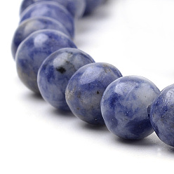 Sodalite Brins de perles de jaspe bleu brésil naturel, ronde, 8mm, Trou: 1mm, Environ 45~48 pcs/chapelet, 15.7 pouce