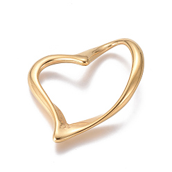 Golden 304 Stainless Steel Heart Linking Rings, Golden, 37x34x4mm