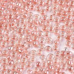 Dark Salmon 12/0 Glass Seed Beads, Transparent Inside Colours Luster, Round Hole, Round, Dark Salmon, 12/0, 2~2.5x1.5~2mm, Hole: 0.8mm, about 30000pcs/bag