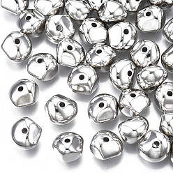 Platinum CCB Plastic Beads, Polyhedron, Platinum, 9.5x9x7mm, Hole: 1.5mm