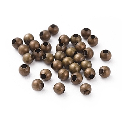 Antique Bronze Brass Spacer Beads, Seamless Round Beads, Antique Bronze Color, about 4mm in diameter, hole: 1.8mm