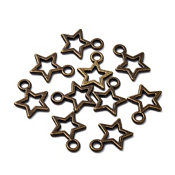 Antique Bronze Tibetan Style Alloy Pendants, Lead Free and Cadmium Free, Antique Bronze, 10mm wide, Star, 12mm long, hole: 2mm