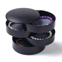Black 4-Layer Rotating Travel Jewelry Tray Case, Jewelry Organizer with Felt Cloth, for Bracelets Rings Bracelets, Black, 10.05x10.4cm, Inner Size: 96x79mm
