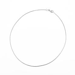 Platinum Brass Herringbone Chain Round Snake Chain Necklaces, Platinum, 17.32 inch(44cm)