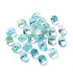 Turquoise Transparent Glass Charms, Dyed & Heated, Faceted, Teardrop, Turquoise, 6x5.5x6.5mm, Hole: 0.8mm