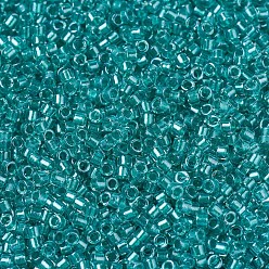 (DB0904) Сверкающий Хрустальный с Аква-зеленой Линией Бусины miyuki delica, цилиндр, японский бисер, 11/0, (db 0904) сверкающий кристалл цвета морской волны, 1.3x1.6 мм, отверстия: 0.8 мм, около 20000 шт / мешок, 100 г / мешок