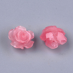 Cerise Synthetic Coral Beads, Dyed, Flower, Cerise, 10x10x6mm, Hole: 1mm