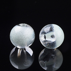 Light Cyan Transparent Acrylic Beads, Spray Painted Style, Round, Light Cyan, 10x9mm, Hole: 2mm, about 940pcs/500g
