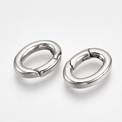 Stainless Steel Color 304 Stainless Steel Spring Gate Rings, Oval Rings, Stainless Steel Color, 15.5x11.5x3mm, Inner Diameter: 10x6mm