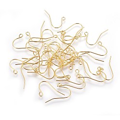 Golden Iron Earring Hooks, with Horizontal Loop, Nickel Free, Golden, 19x16mm, Hole: 2mm, 22 Gauge, Pin: 0.6mm