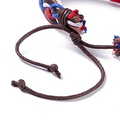 Красный Браслеты из кожаного шнура для мужчин и женщин, плетеные браслеты с прямоугольными футбольными звеньями, регулируемые спортивные браслеты, красные, внутренний диаметр: 2~3-1/4 дюйм (5.1~8.1 см), 5 шт / комплект