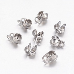 Stainless Steel Color 304 Stainless Steel Bead Tips, Calotte Ends, Clamshell Knot Cover, Stainless Steel Color, 5x3.5mm, Hole: 1mm, Inner Diameter: 2.5mm