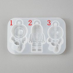 White DIY Spaceman Silicone Pendant Molds, Resin Casting Molds, For UV Resin, Epoxy Resin Necklace Jewelry Making, White, 45x70x11.5mm