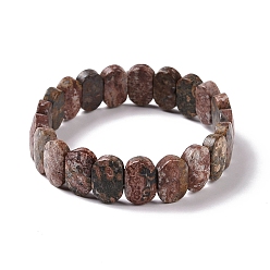 Leopard Skin Jasper Natural Leopard Skin Jasper Oval Beaded Stretch Bracelet, Gemstone Jewelry for Women, Inner Diameter: 2-1/8 inch(5.4~5.5cm)