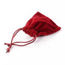 Red Rectangle Velours Jewelry Bags, Red, 8.8x7cm