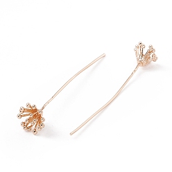 Light Gold Brass Flower Head Pins, Vintage Decorative for Hair DIY Accessory, Light Gold, 51mm, Pin: 21 Gauge(0.7mm)